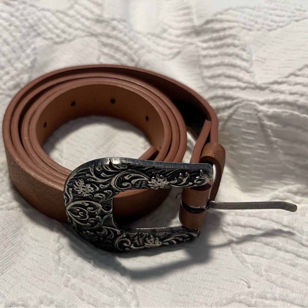 Women’s Brown Leather Belt with Buckle. Never worn